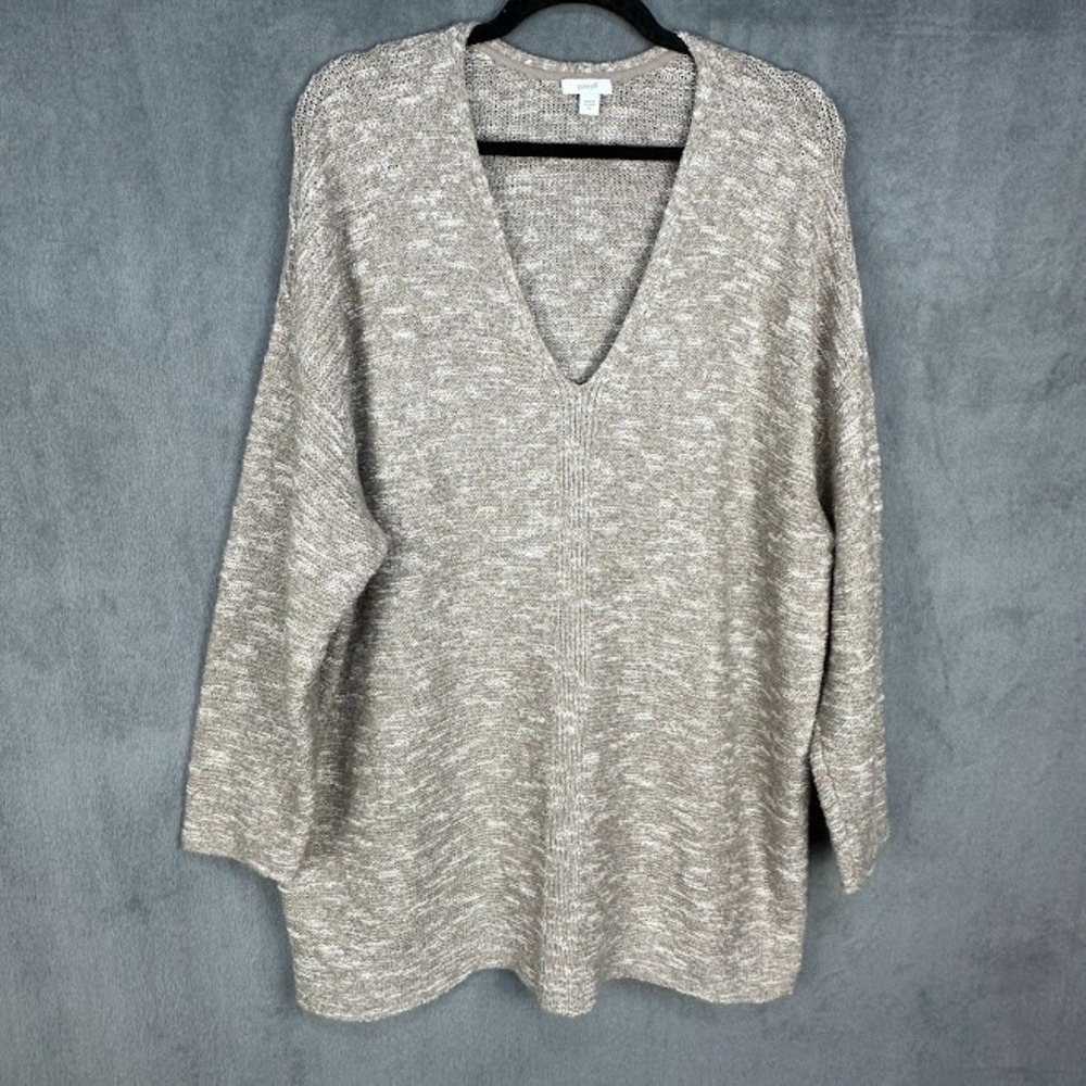 J Jill Sweater Womens Extra Large Tan Tunic Minimalist Comfort Neutral Preppy
